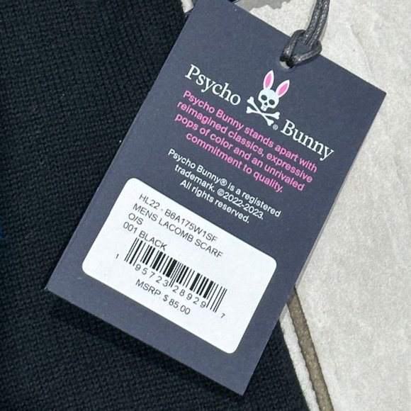 NWT $85 PSYCHO BUNNY MEN'S LACOMB SCARF 100% COTTON 12" x 82" - Picture 4 of 5